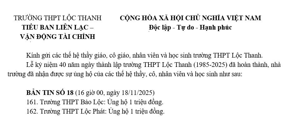 HƯỚNG TỚI KỶ NIỆM 40 NĂM NGÀY THÀNH LẬP TRƯỜNG THPT LỘC THANH