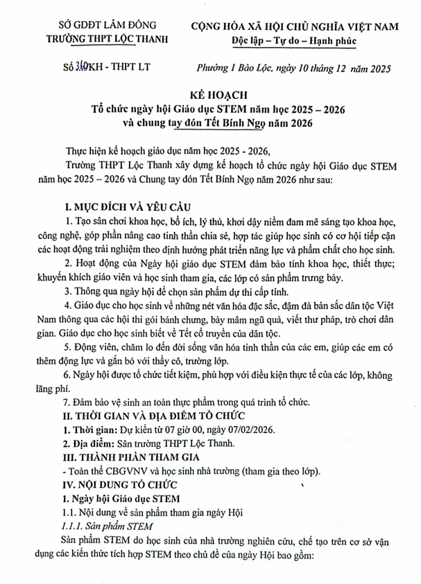 Kế hoạch Stem chung tay đón Tết