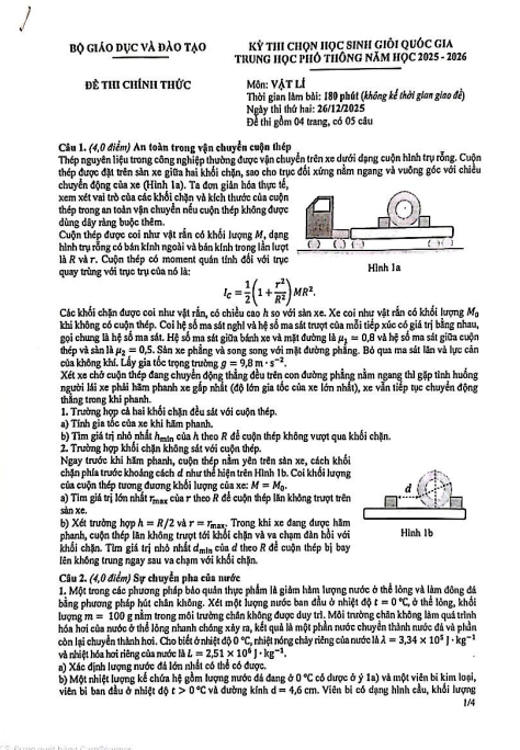 Đề thi học sinh giỏi Quốc gia môn Vật lí năm 2025