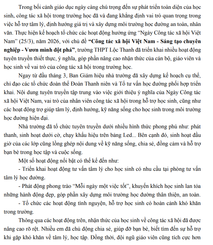 LAN TỎA GIÁ TRỊ NHÂN VĂN TỪ NGÀY CÔNG TÁC XÃ HỘI VIỆT NAM TRONG TRƯỜNG THPT