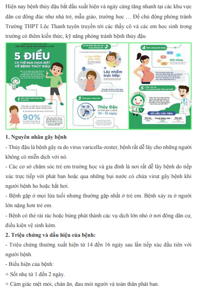 BÀI TUYÊN TRUYỀN PHÒNG CHỐNG BỆNH THỦY ĐẬU